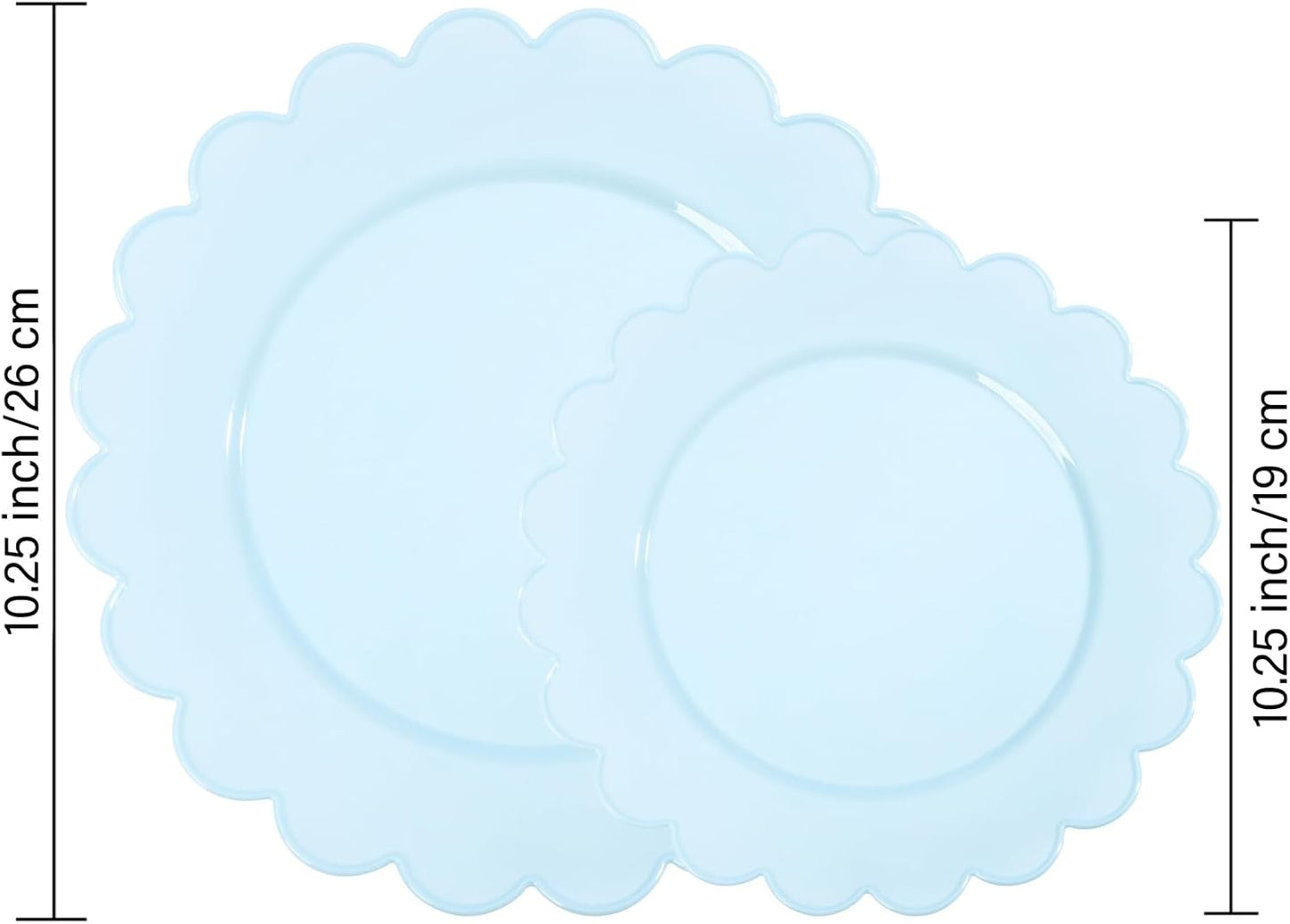 supernal 100pcs Blue Scalloped Plastic Plates-Blue Disposable Plates Heavy Duty-Disposable Plate Set for Party Wedding-Include 50 Plastic Dinner & Dessert Plate Perfect for Thanksgiving,Christmas