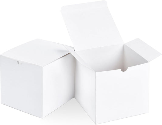 SHIPKEY 10 Pack White Cardboard Gift Boxes with lids |4x4x4inch Square Boxes | Small Gift Boxes Suitable for Party, Wedding, Christmas, Holidays, Birthdays and All Other Occasions