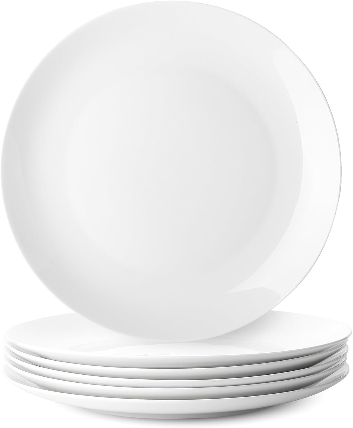 BTaT- White Porcelain Dinner Plates, Set of 6, 10.5 Inch, White Dishes, Porcelain Plates Sets for 6, Christmas Gifts
