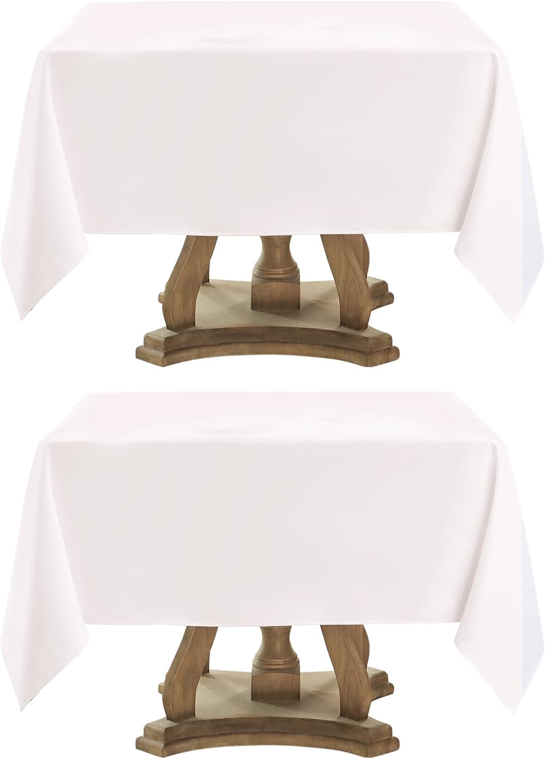 Square Tablecloth 52 x 52 Inch White 2 Pack Tablecloths Stain-Wrinkle Resistant Washable Polyester Table Cloths for Holiday, Buffet Parties, and Weddinge