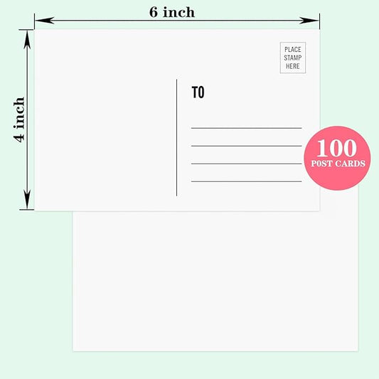 KTFNOMES Blank Postcards for Mailing, 100 White 4x6, Mailable Postcards Set Make Your Own Printable Postcards 300gsm/14pt Postcard Paper Cardstock for DIY Mailing Christmas Thanksgiving Painting