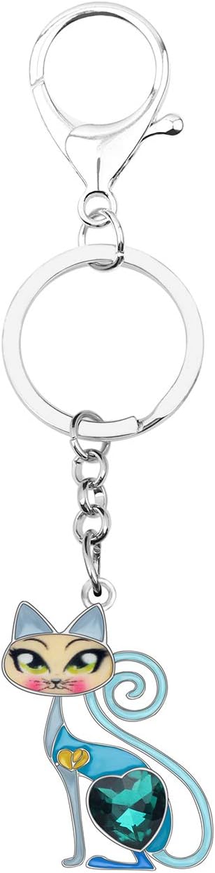BONSNY Enamel Alloy Chain Cat Key Chains For Women Car Purse Handbag Charms keychains Gifts
