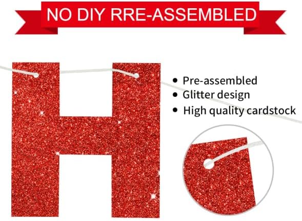 BEISHIDA Red Happy Birthday Banner - Pre-Strung, No DIY, Birthday Sign - Banner for Women, Kids Decor, Backdrop