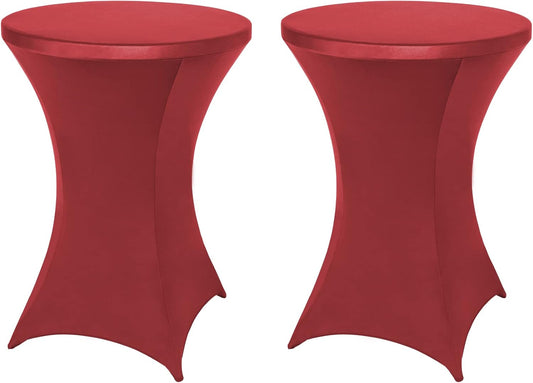 FestiCorp 2 Pack Spandex Cocktail Table Covers Fitted Clothes, Elastic Round Table Cover, Stretch Tablecloth for Party, Bar, Wedding, Birthday, Banquet, Red, 30"-32" Diameter x 40"-43" Height