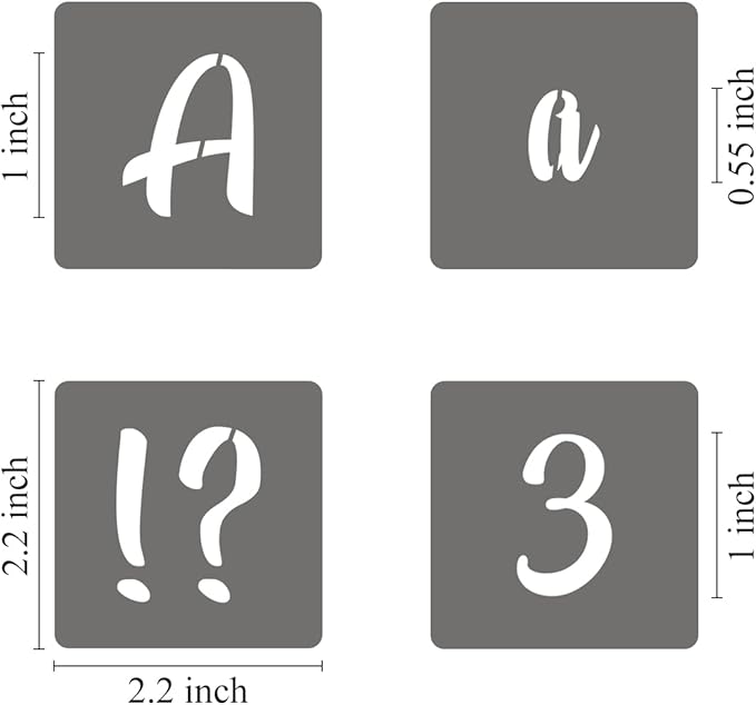 1 Inch Alphabet Letter Stencils - 70 Pack Letter Number Stencil Templates with Signs for Painting on Wood, Reusable Calligraphy Letters and Numbers Stencils for Chalkboard Fabric Wood Signs