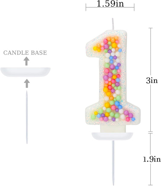 Birthday Candles for Boys/Girls - Number 1 Candle, Colorful Macaron Candles, 1st Birthday Candle, Cake Decorations, Theme Party Supplies