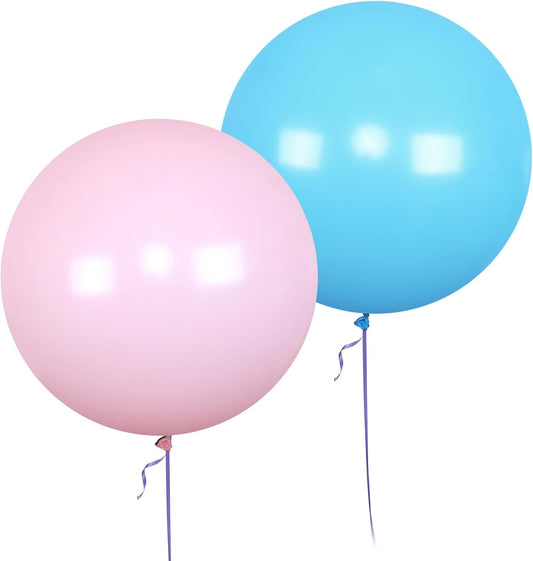AZOWA 24 Inch Pink and Blue Balloons 16-Count Large Latex Round Balloons for Party Wedding Birthday Baby Shower Decoration (Pink and Blue, 16 Pcs)