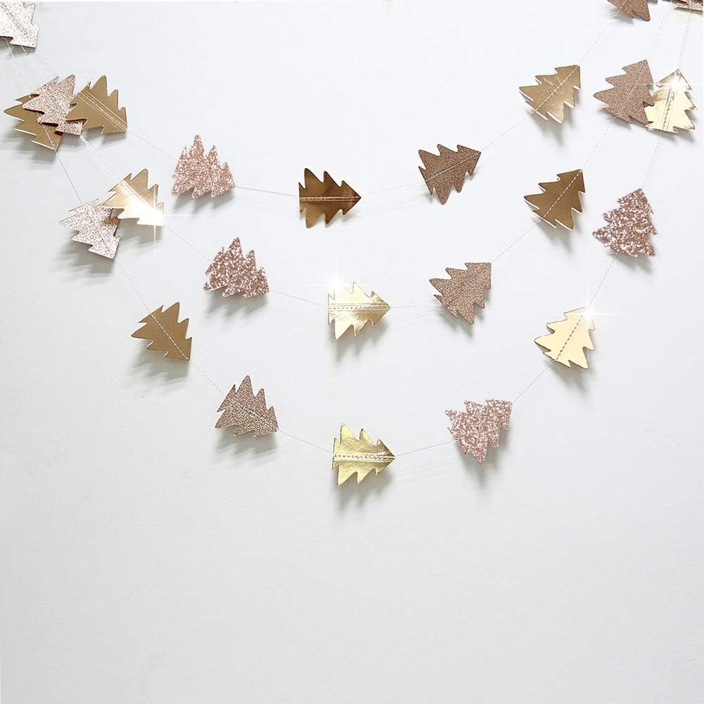 Cheerland Champagne Gold Tree Garland for Woodland Theme Party Decoration Xmas Christmas Hanging Streamer Backdrop Tree Garland Decor for Birthday Party Baby Shower Christmas New Year Decorations