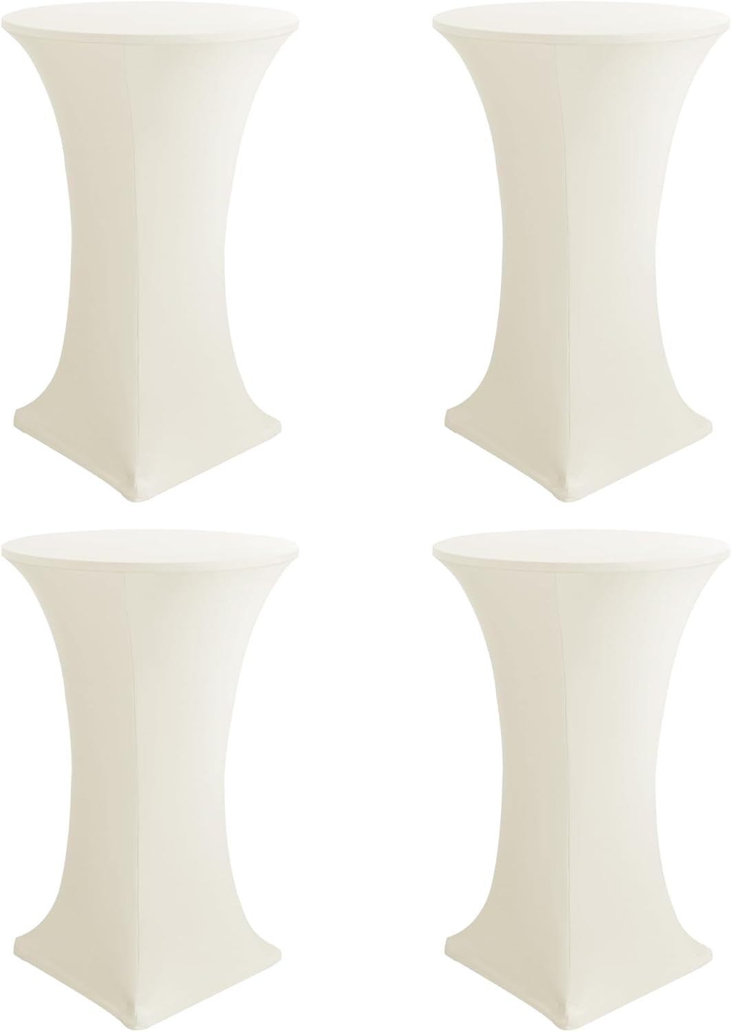 Cocktail Table Covers-Spandex Round High Top Table Cloths 4 Pack 32x43 Inch-Cream Stretch Fitted Bar Tall Tablecloth for Pub Bistro Highboy Party Event Banquet Height Folding Satnding Tables