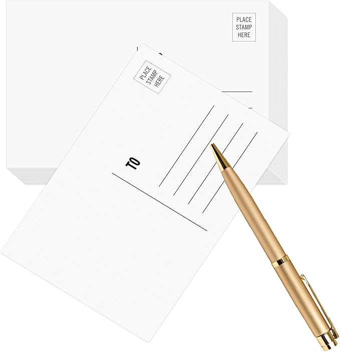 KTFNOMES Blank Postcards for Mailing, 100 White 4x6, Mailable Postcards Set Make Your Own Printable Postcards 300gsm/14pt Postcard Paper Cardstock for DIY Mailing Christmas Thanksgiving Painting
