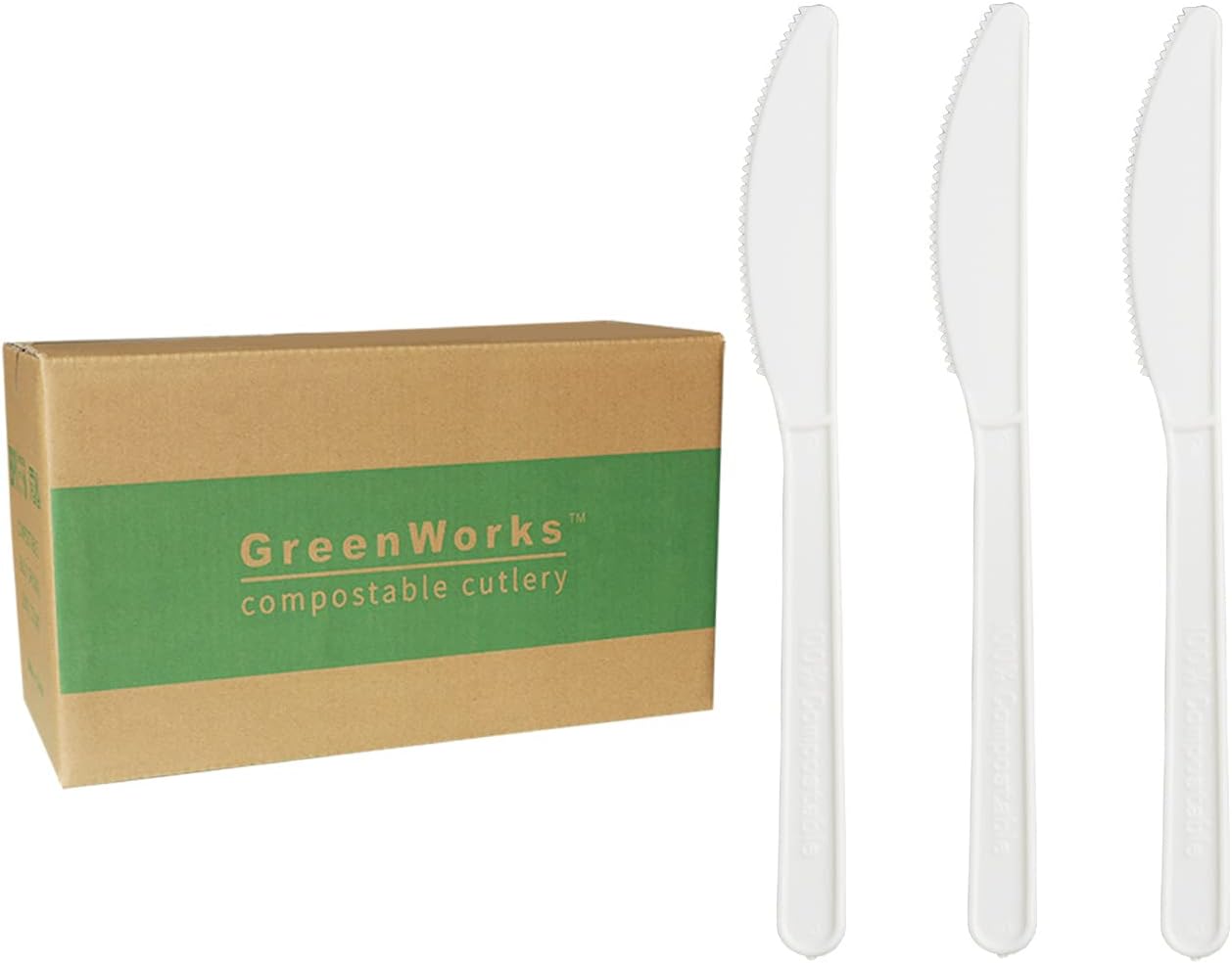 GreenWorks 1000 Bulk Compostable CPLA Knives,7" Series Disposable Knife