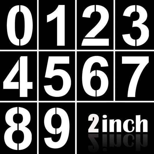 2 Inch Plastic Number Stencils Kit 0-9 – Reusable Address & Digital Number Painting Templates for Cake, Mailbox, Road, Parking Lot, Door, Truck Signs