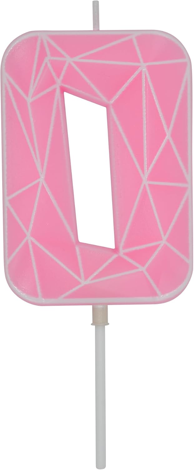 DERVENTA Birthday Candle Big Number 3D Macaron Pink 3.7 inch Party Celebration Anniversary Decoration Cake Topper 1 Piece (Number 0 Macaron Pink)