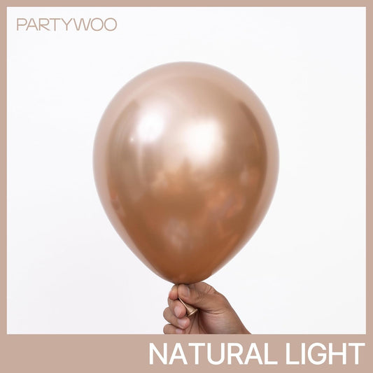 PartyWoo Metallic Rose Gold Balloons 140pcs Different Sizes of 18 12 10 5 Inch Chrome Champagne Gold Balloon Arch Kit for Birthday Anniversary Bridgerton Floral Party Decorations Rose Gold-G112