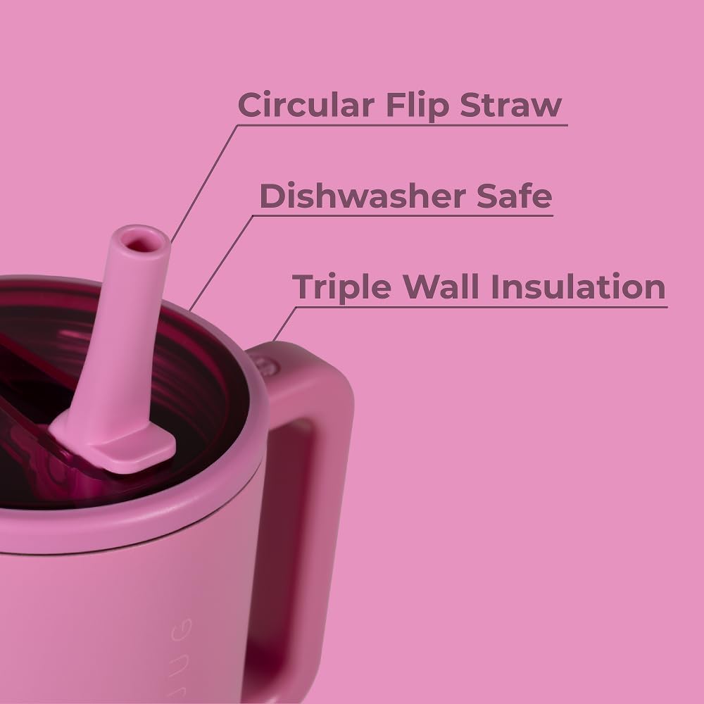 HydroJug Traveler - 32 oz Water Bottle with Handle & Flip Straw - Fits in Cup Holder, Leak Resistant Tumbler-Reusable Insulated Stainless Steel & Rubber Base - Gifts for Women & Men, Taffy
