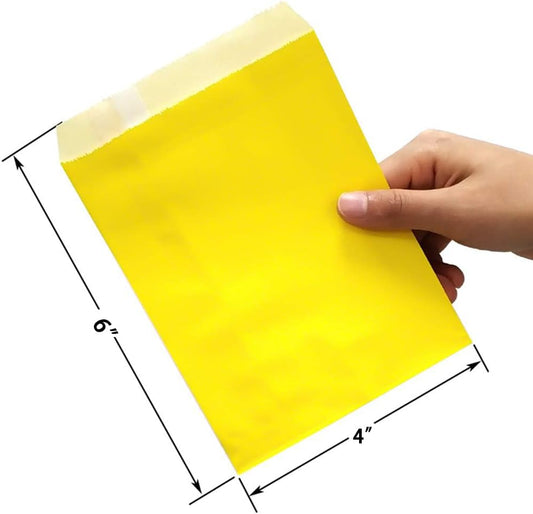 AZOWA Yellow Paper Treat Bags 6 x 4 Yellow Paper Candy Bags for Candy Buffet (100 CT, 6 x 4 IN)