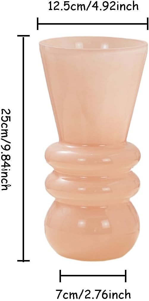 10-inch Tall Glass vase, a Simple and Sturdy Flower Container, Perfect for Dining Tables, Living Room and Table Placement (Pink)