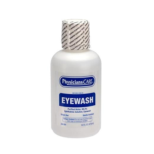 PhysiciansCare Eye Wash Solution, Sterile Isotonic Buffered Solution for Flushing & Irrigating Eyes, 16-oz Bottle (Pack of 12)
