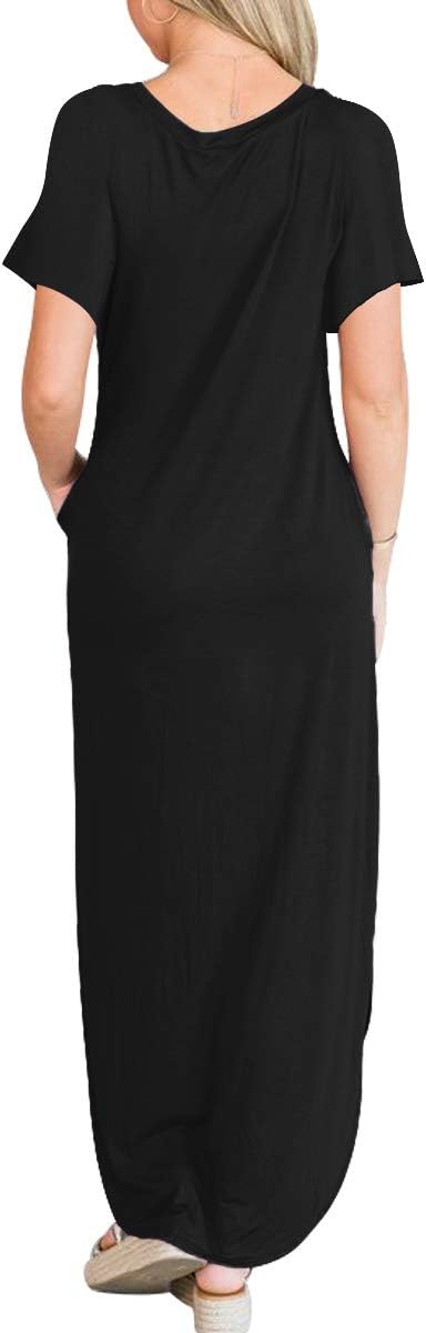 ANRABESS Womens Summer Maxi Dress Short Sleeve Casual Loose Long T Shirt Dresses Split Vacation Beach Sundress Travel Outfits