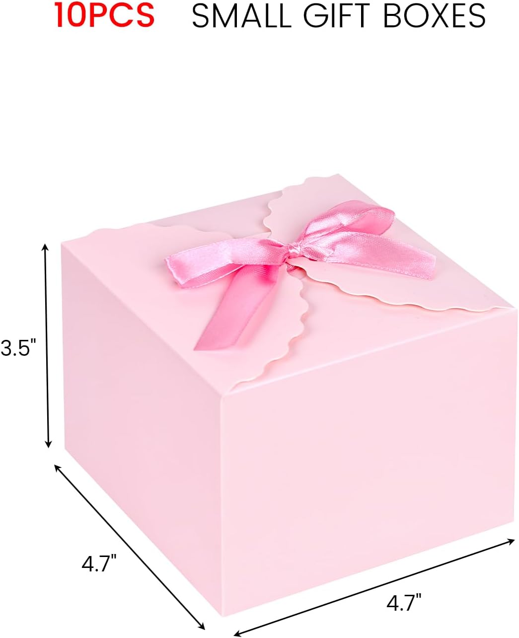 VGOODALL 10PCS Gift Boxes with Ribbon, Pink Candy Box with Ribbon Paper Treat Boxes for Wedding Cookie Chocolates Small Gifts