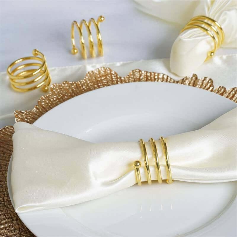 Efavormart Enticing Gold Plated Aluminum Napkin Rings for Place Settings Wedding Receptions Dinner or Holiday Parties - 4/pk
