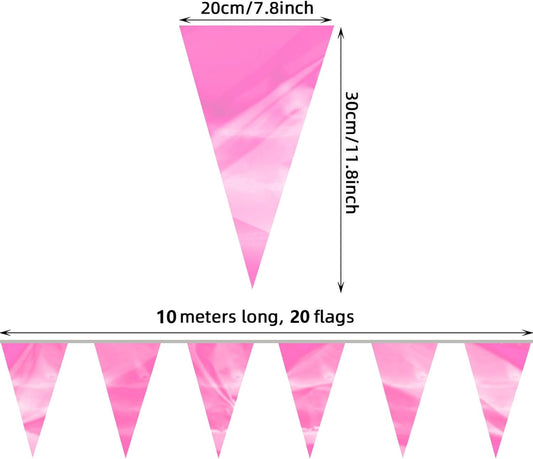 32.8FT Pink Glitter Triangle Pennant Banner Flag Metallic Bunting Fabric Garland for Christmas Graduation Wedding Engagement Anniversary Bachelorette Birthday Bridal Shower Valentine's Party Decor
