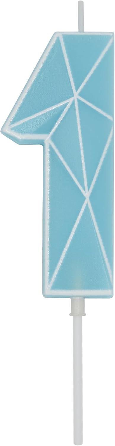 DERVENTA Birthday Candle Big Number 3D Macaron Blue 3.7 inch Party Celebration Anniversary Decoration Cake Topper 1 Piece (Number 1 Macaron Blue)