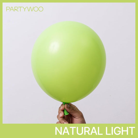 PartyWoo Lime Green Balloons 140pcs Different Sizes of 18 12 10 5 Inch Light Green Latex Helium Balloon Arch Kit for Wedding Birthday Dinosaur Jungle Golf Football Theme Party Decorations Green-Y6