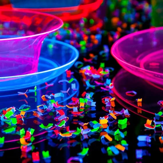 Ultimate Confetti - Multicolor Blacklight (UV Reactive) Tissue Streamers Biodegradable - 20 Rolls (1"x30')