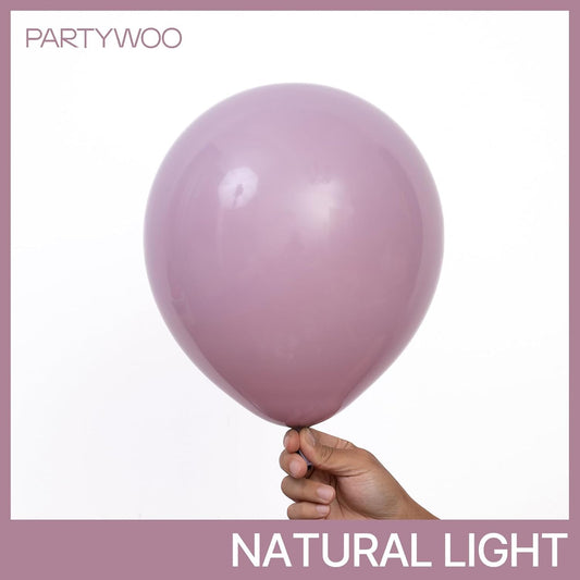 PartyWoo Dusty Purple Balloons 140 pcs Different Sizes of 18 12 10 5 Inch Matte Lavender Lilac Latex Helium Balloon Arch Kit Garland for Wedding Baby Shower Birthday Party Decorations Purple-F29