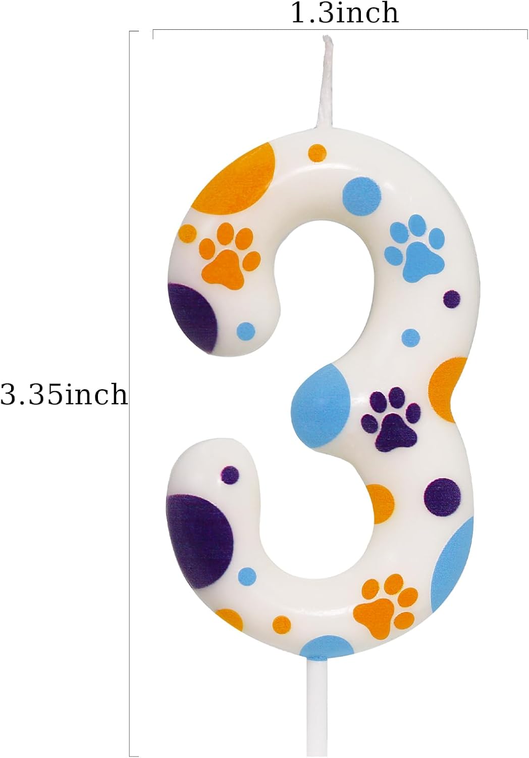 Blue Dog Paw Themed Birthday Candles, Number 3 Blue Dog Birthday Party Supplies, 2.76 inch Cake Topper Decorations, Birthday Decorations for Kids (Number 3)