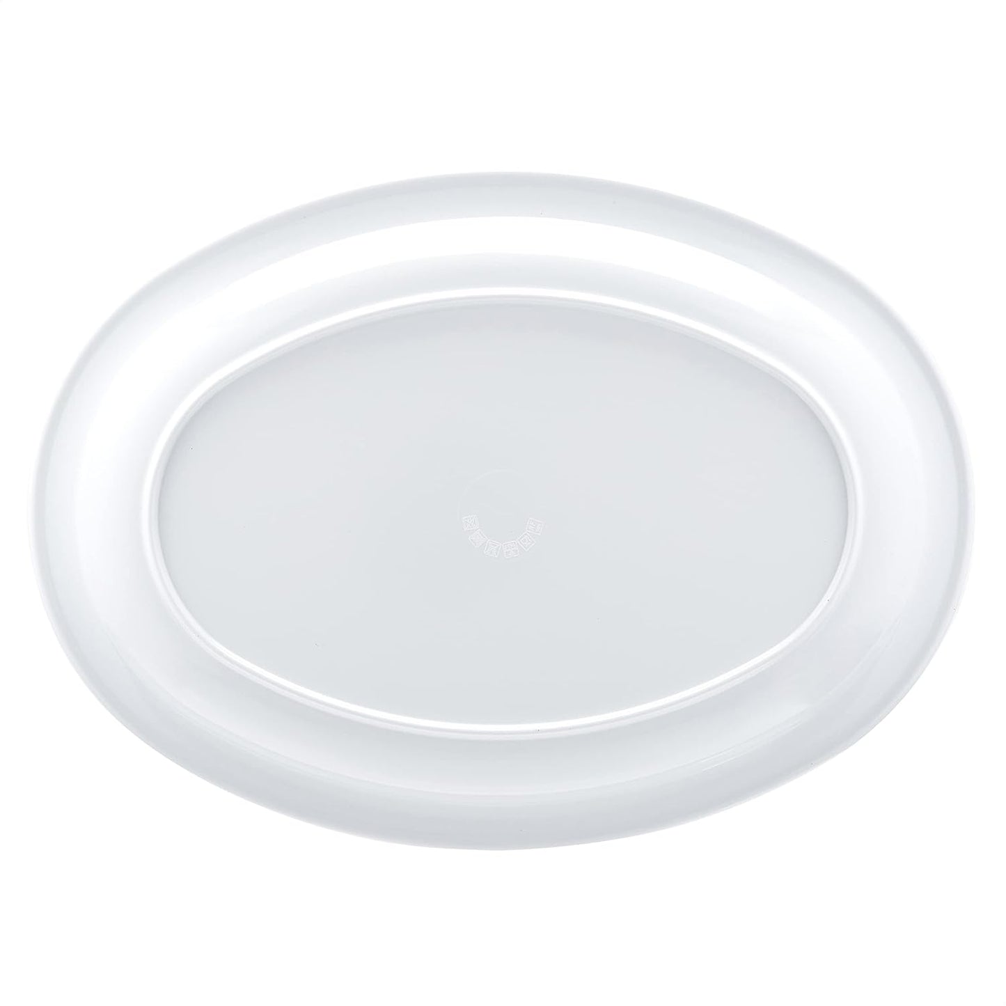 Amazon Basics Melamine (Plastic )Oval Platter Narrow Rim, 6 Piece Set, 13 in x 9.75 in, White
