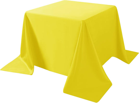 Cupuamon Square Tablecloth 90x90 inch Washable Polyester Fabric Table Cloth for Wedding Party Dining Banquet Decoration（90x90,Yellow）