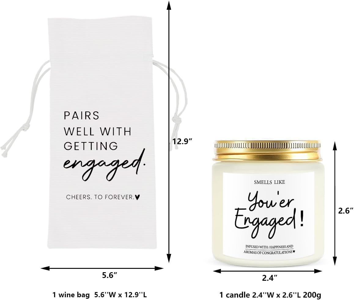 Engagement Gifts for Couples Her Engagement Party Decorations Gift for Couple Wine Bag Scented Candles Set Pairs Well with Getting Engaged Gifts To Forever White Wine Bottle Bag