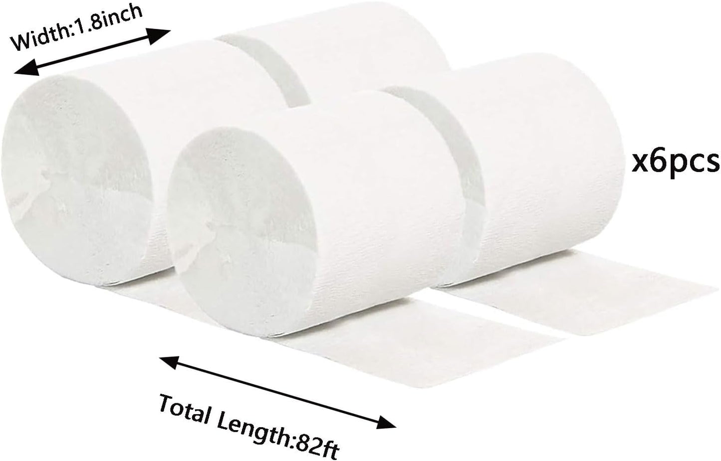 We Moment White Crepe Paper Streamers 1.8 Inch Widening 6 Rolls, 82 Feet per Roll for White Birthday Wedding Festival Celebration Party Decorations