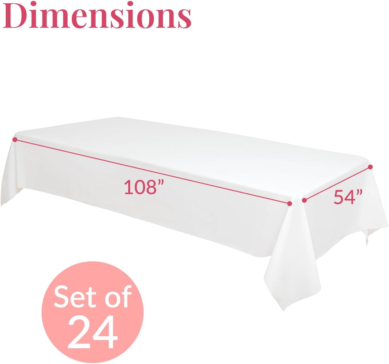 Prestee 24 Plastic Table Cloth Disposable - 108 x 54 White Tablecloth Rectangle - Plastic Table Cover for Parties, BBQs, Weddings, Outdoor Gatherings, and Fine Dining Events
