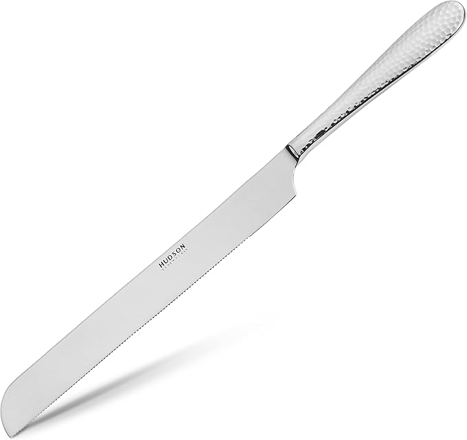Hudson Essentials Bergamo Hammered 18/10 Stainless Steel Wedding Cake Knife & Cake Server Set – Perfect for Weddings, Engagements, & Birthay Parties