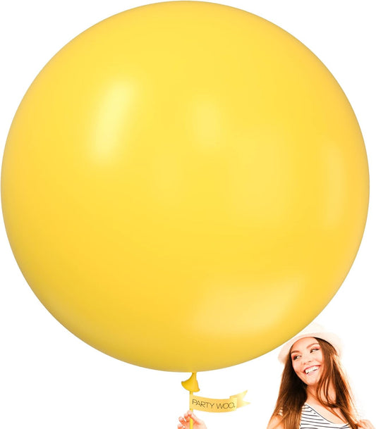 PartyWoo Yellow Balloons 4 pcs 36 Inch Large Big Jumbo Giant Matte Yellow Latex Helium Balloons for Easter Bee Baby Shower Gender Reveal Sunflower Graduation Birthday Party Decorations Yellow-Y55