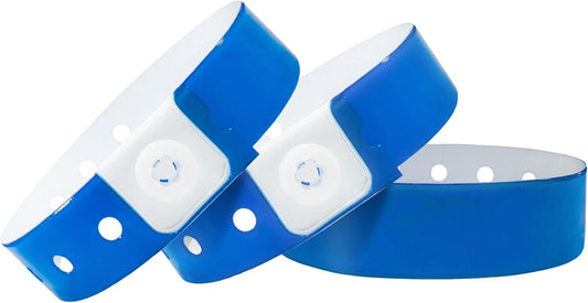 Blue Plastic Wristbands-500 Pack Colored Identification Wristbands for Events, Waterproof Lightweight Security Vinyl Wristbands for Party Concert Club Festival Entrance Admission