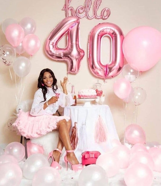 Number Balloons 40, 40 Inch Pastel Pink 40th Birthday Decoration for Women & Men, Large Foil Party Decorations for Engagement Celebration Memorial Day's Supplies