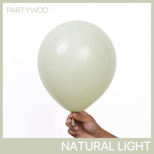 PartyWoo Sage Green Balloons 100pcs Different Sizes of 18 12 10 5 Inch Dusty Boho Green Latex Balloon Arch Kit for Wedding Birthday Dinosaur Jungle Golf Football Theme Party Decorations Green-F32