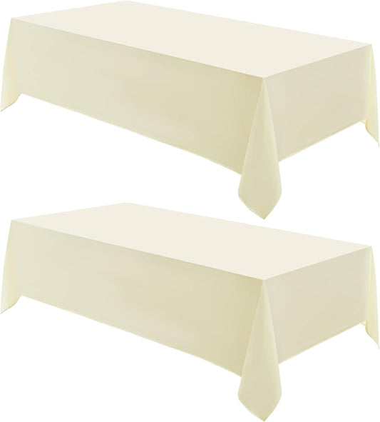 Rectangle Tablecloths 90x132 Inch 2 Pack Ivory Tablecloth Washable Decorative Linen Polyester Table Cloths for Dining Table Banquets Buffet Parties and Wedding