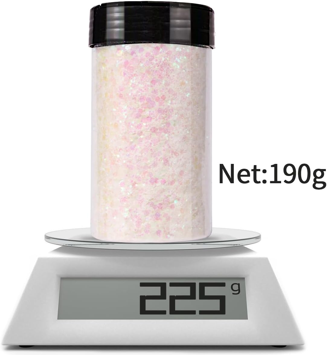 Holographic Chunky Glitter, 190g/6.7oz Chunky and Fine Mixed Craft Glitter, Bulk Laser Sequin Glitter for Face Body Nail Art,Epoxy Resin Tumbler Jewelry Making Glitter (Laser Black)