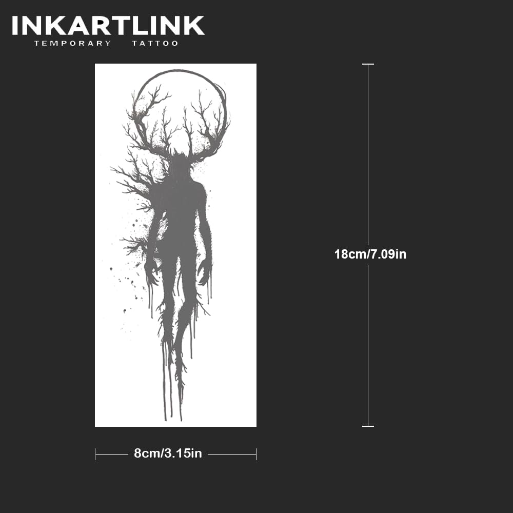 INKARTLINK Tattoo Tech, 2 Sheets Large Semi Permanent Tattoo, Temporary Tattoos, Last 1-2 Weeks, Waterproof, Realistic Look, No Adhesive, No Reflection （Mythology Design)135