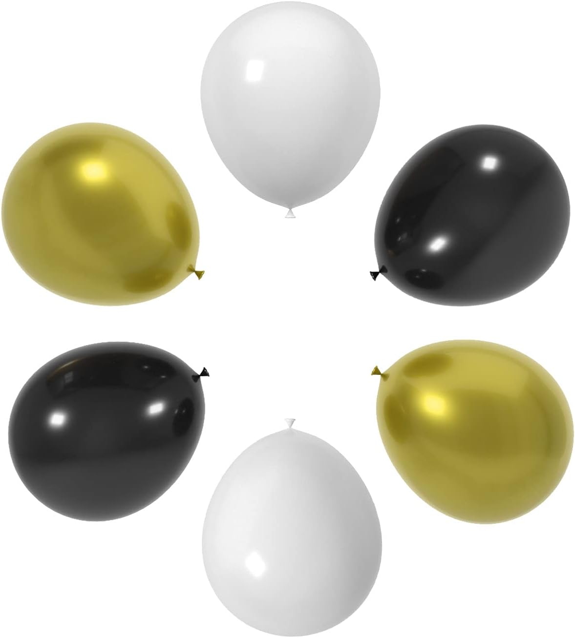 60 Pcs 12-Inch Latex Balloons in Black, White, and Gold - Perfect for Christmas, New Year, Graduation, Birthday, Baby Shower, and Wedding Party Decorations