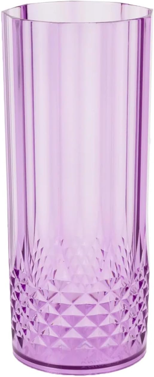 Efavormart 6-Pack Plastic Highball Glasses, 14oz Shatterproof Crystal Cut Drink Glasses for Kitchen Mojito Whiskey Cocktail, Purple