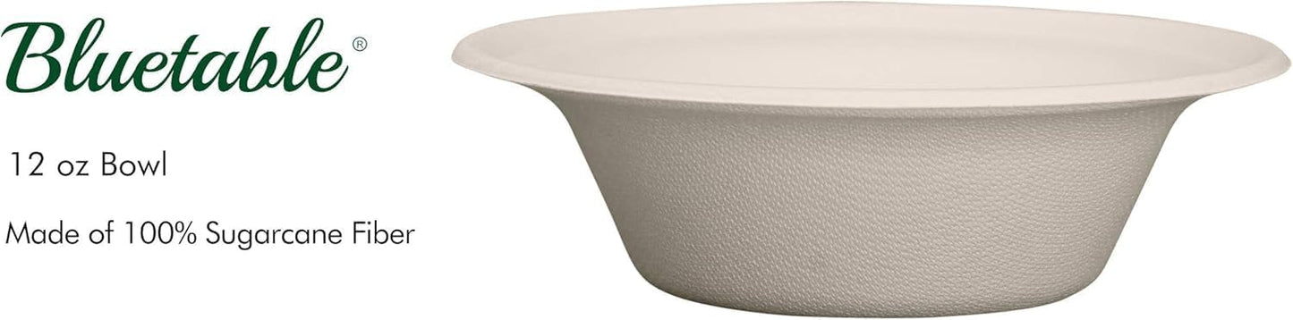 Paper Bowls Disposable Bowls Compostable [500 Pack] Bulk 12 oz Biodegradable Bowl - Case Pack Good For Hot Soup Chili - Made from 100% Sugarcane, Eco Friendly Bagasse Bowls Natural [500 Pack/Case]
