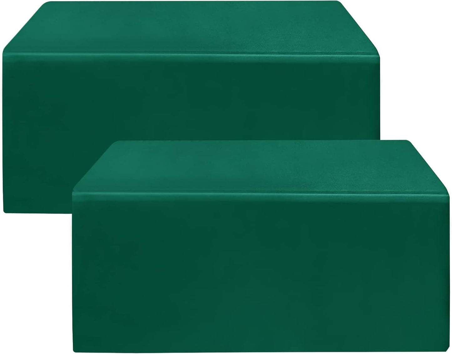 HolidayIdeas Fitted Green Tablecloths - 72 x 30 Inch - 2 Pack Rectangle Table Clothes for 6 Foot Tables, Polyester Fabric Table Cover for Christmas, Parties, Wedding, Trade Show, Banquet