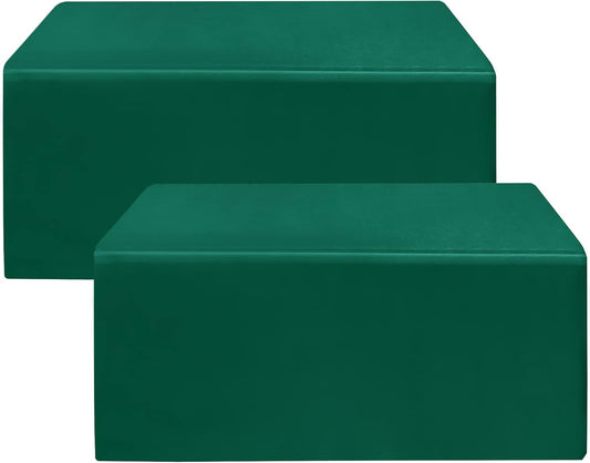 HolidayIdeas 2 Pack Fitted Table Clothes - 48 x 24 Inch - Green Rectangle Tablecloths for 4 Foot Folding Tables, Polyester Fabric Table Covers for Christmas, Craft Show, Trade Show, Business Party