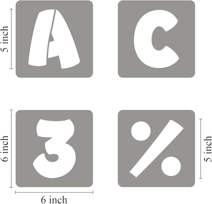 REOLAN 5 Inch Letter Stencils for Painting - 42 Pack Alphabet Letter and Number Stencil Templates with Signs for Painting, Reusable Letters and Numbers Stencils for Chalkboard Wood Signs & Wall Art